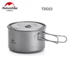 Naturehike Outdoor Picnic Titanium Pot Frying Pan Lightweight Hiking Camping Tableware Cookware Tools Ti Equipment 800ml 1250ml ► Photo 1/6