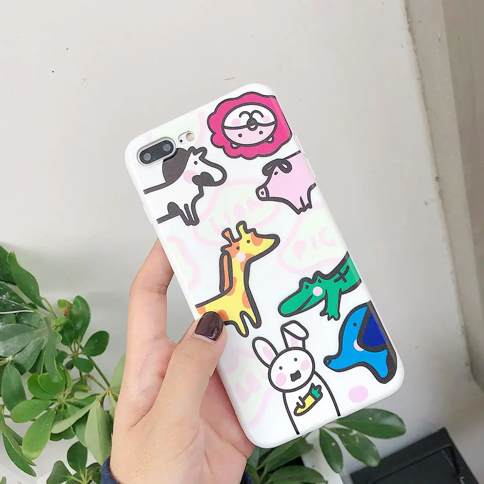 Чехлы для телефонов с милым рисунком животных iPhone X 6 S Чехол Capa Fundas 7 8 Plus