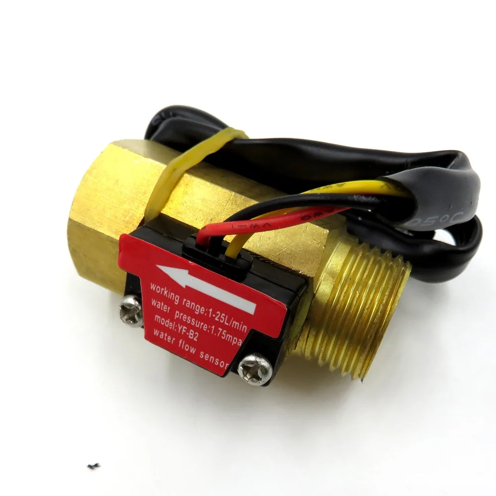 YF-B2 G1/2" DN15 Pure Brass Water Flow Sensor Hall Flow Rate Counter Indicator 1-25L/min