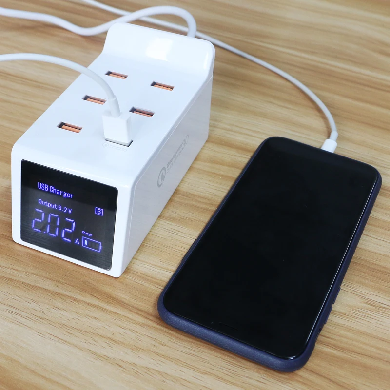 40W Quick Charge 3.0 Smart USB Charger Adapter Led Display Fast Charging Power Socket Sation HUB (9)