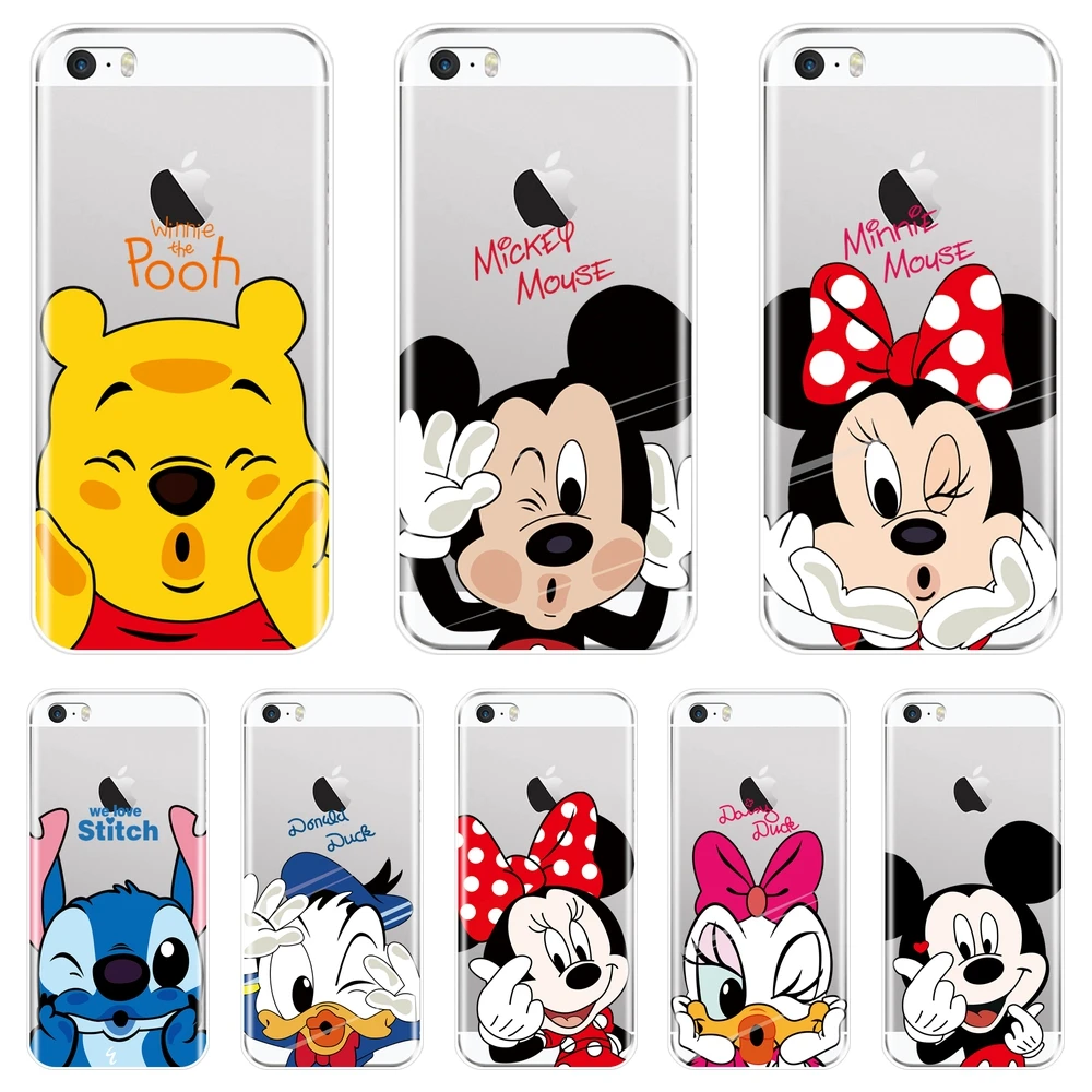 

Cute Mickey Minnie Mouse Soft Phone Case Silicone For Apple iPhone 4 4S 5 5C 5S SE Back Cover For iPhone 4 5 S Case