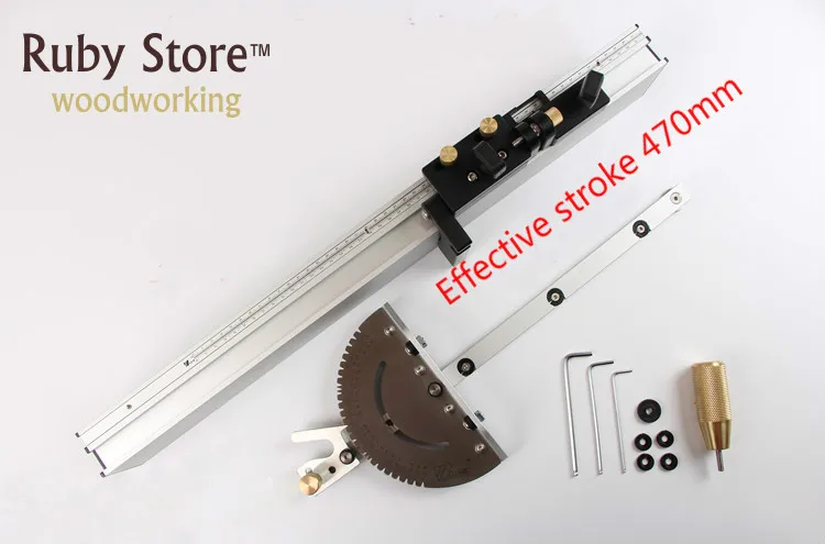 Miter Gauge + Aluminium Fence 600mm + Micro-Adjustable Stop, Brass/Aluminum Handle for you to choose Miter Gauge + Aluminium Fence 600mm + Micro-Adjustable Stop, Brass/Aluminum Handle for you to choose