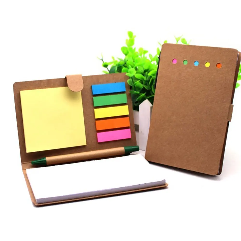 Us 1 19 40 Off Multi Function Sticky Notes Flag Set Kraft Paper Notebook Personalized Notepads With Pens In Memo Pads From Office School Supplies