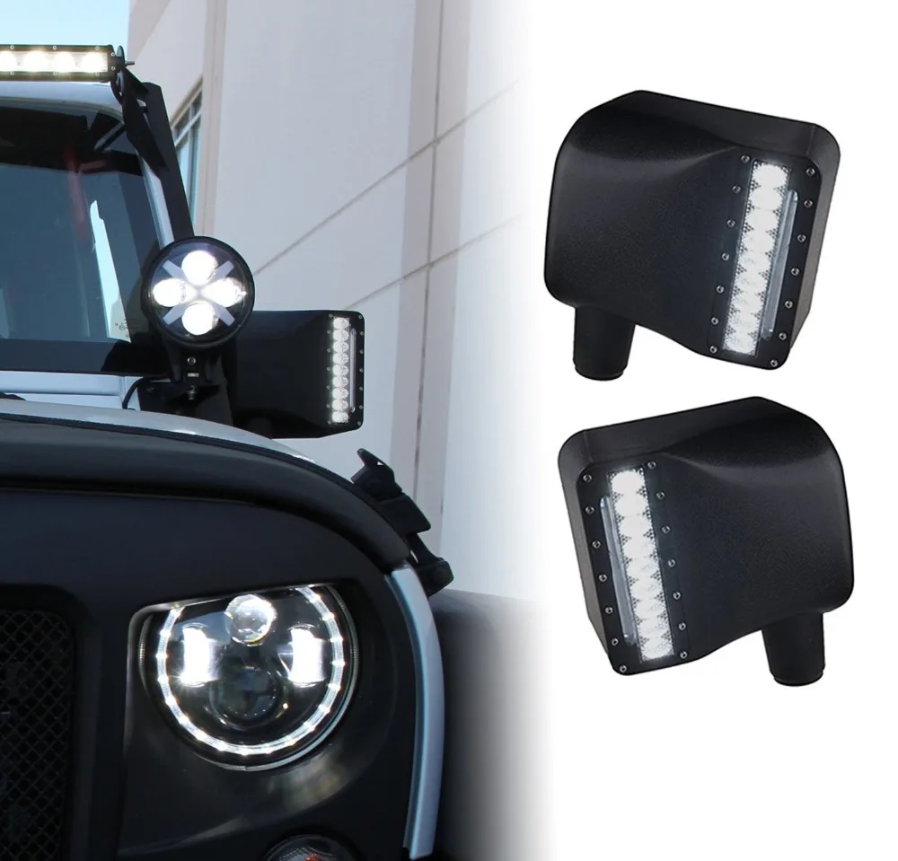2X для Jeep Wrangler боковые зеркала заднего вида подсветка корпуса с светодиодный