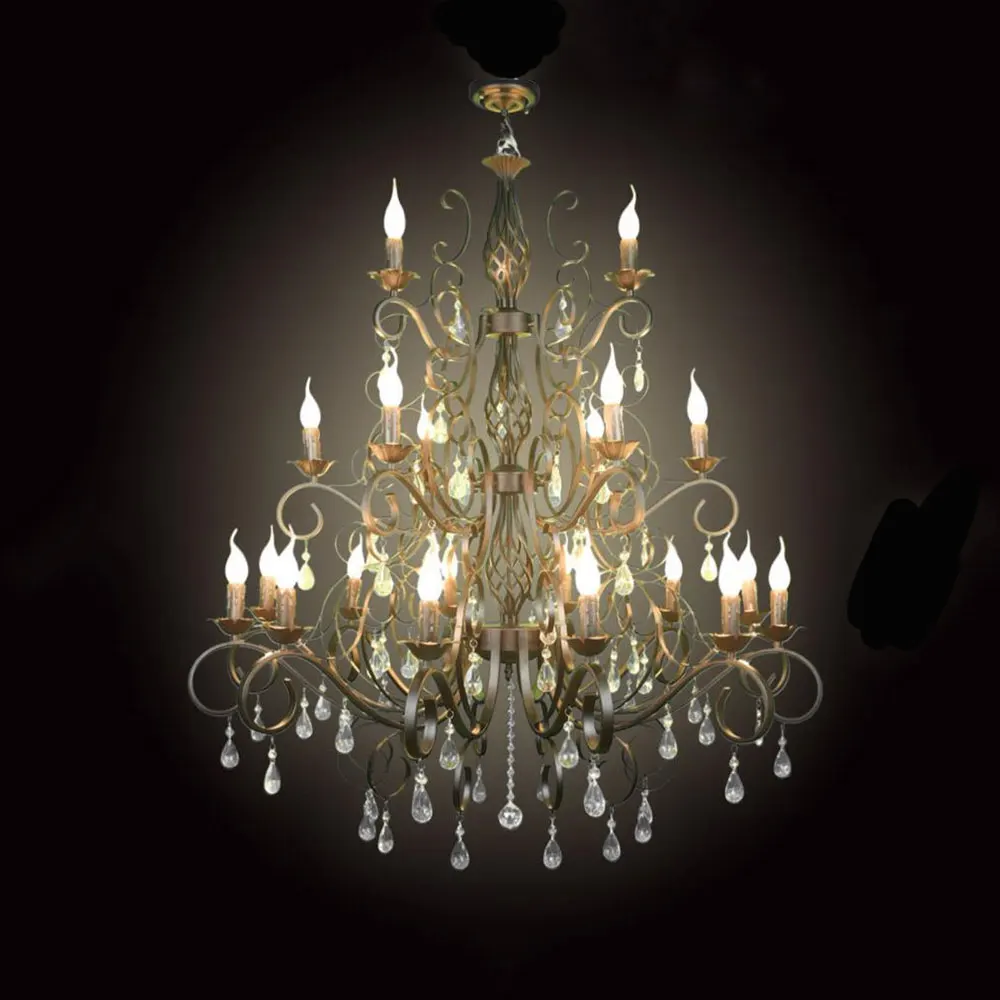 Acquista all'ingrosso online ferro battuto lampadario di cristallo ... Lampadari classici per camera da letto