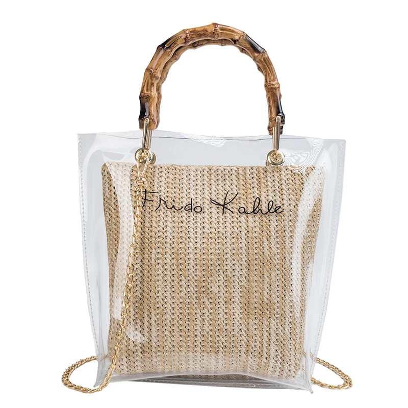 

JIULIN Straw Weave Handbag lady's bag 2019 Fashion Letter Printed Shoulder Bag Messenger Summer Handbag Totes Bag DJB323