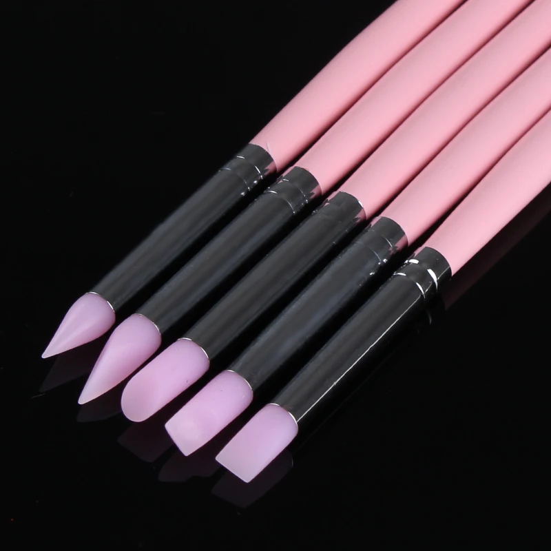 

5Pcs Silicone Carving Pen Pink Carving Emboss Craft Pen Manicure Nail Art Tool Sets DIY Nail Accessories