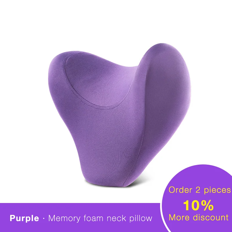 LOEN U shape Memory хлопковая Автомобильная подушка для шеи подголовник Memory Foam ткань автомобильное сиденье для шеи Подушка для автомобиля путешествия Офис Дом - Цвет: Фиолетовый