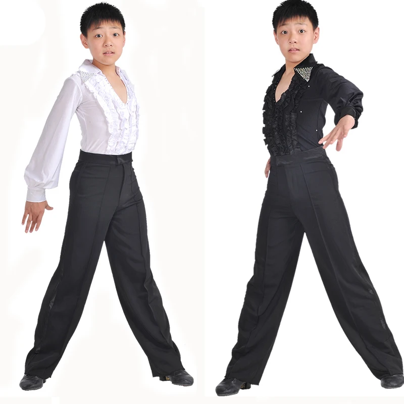 Классическая одежда для бальных танцев для мальчиков; цвет синий, черный, белый; костюмы для латинских танцев с рукавами-фонариками