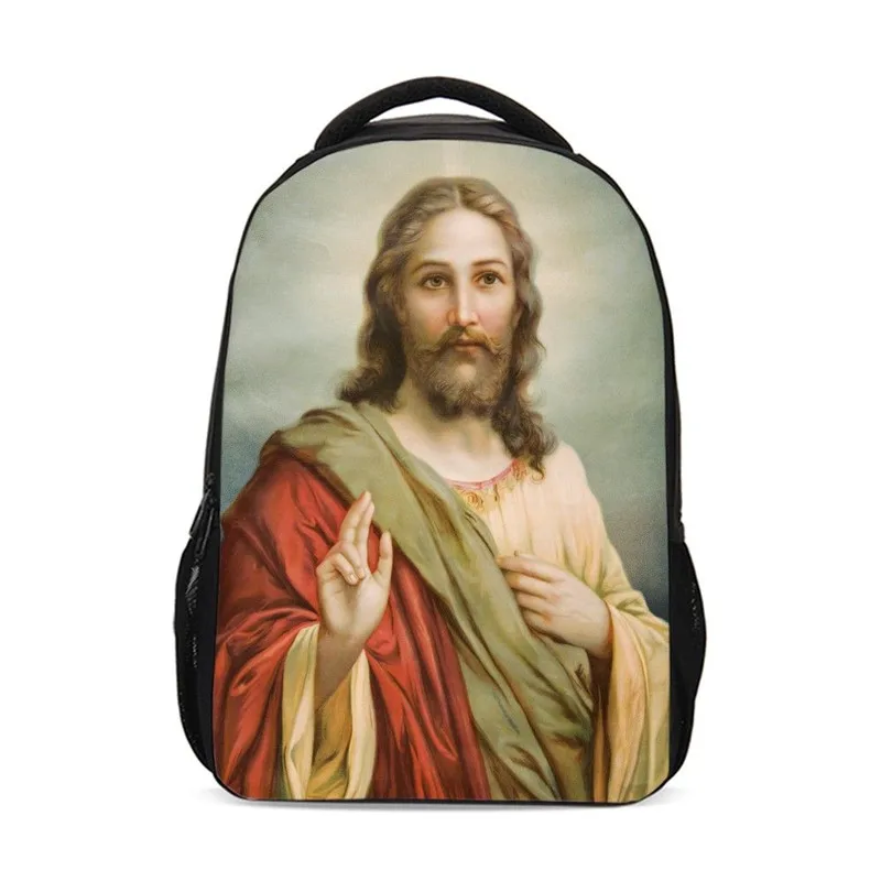 VEEVANV Vintage Backpack For Boys Girls Jesus Christianity 3D Printed