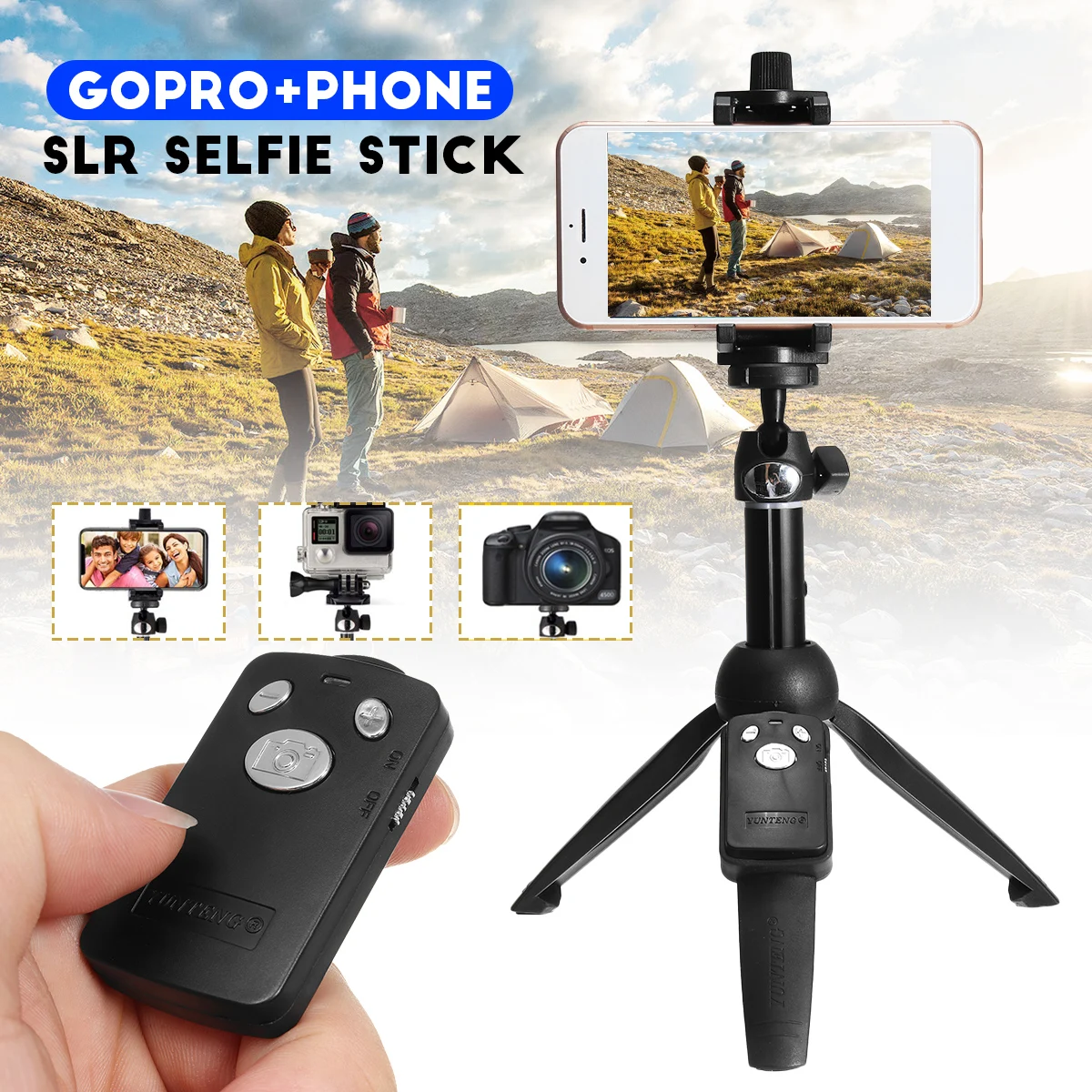 Портативные селфи-палки, монопод для GoPro, смартфона, SLR, Спортивная экшн-камера, штатив с дистанционным спуском затвора для iPhone, samsung