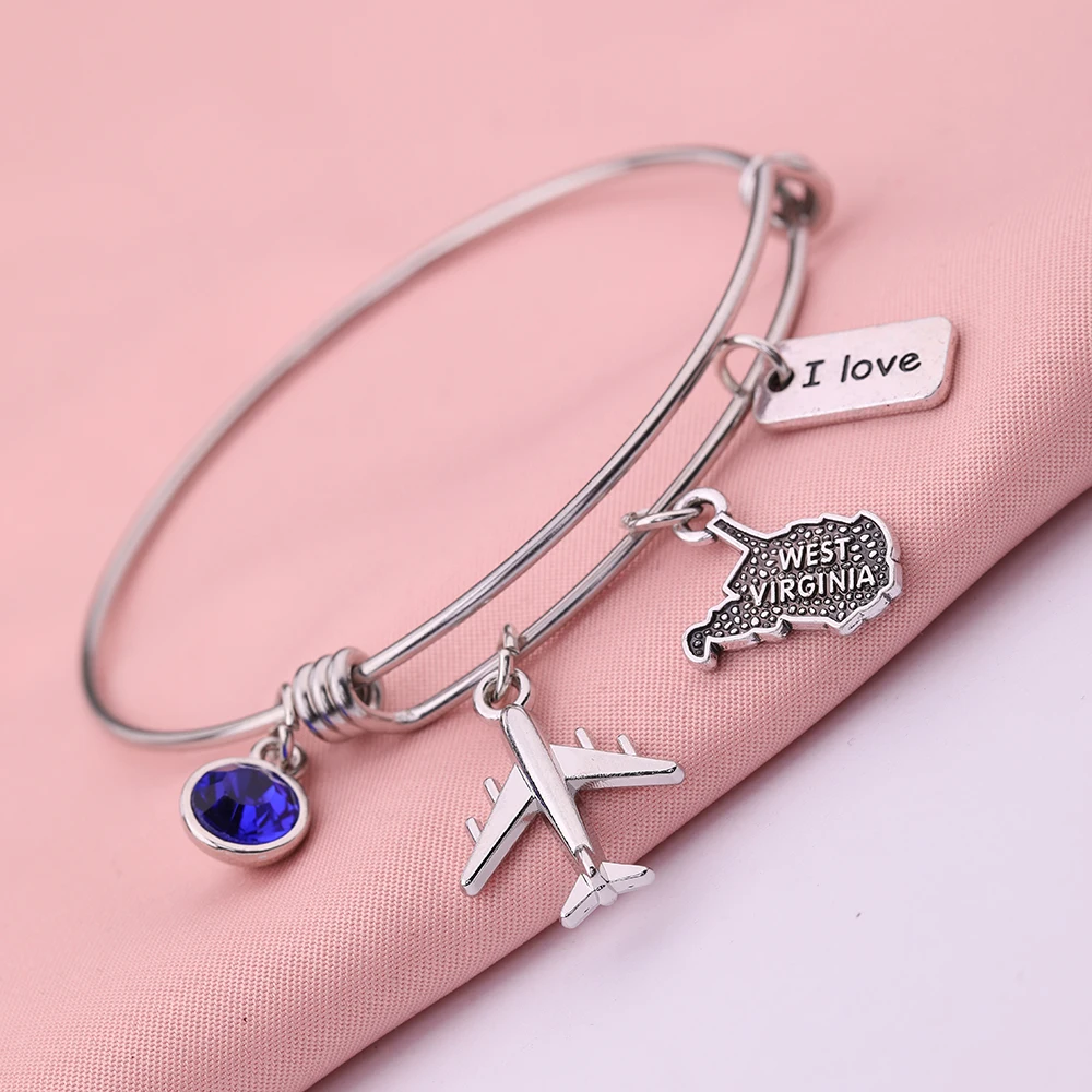 Dowapara I love Charm синий горный хрусталь посеребренный кулон самолет карта Западная
