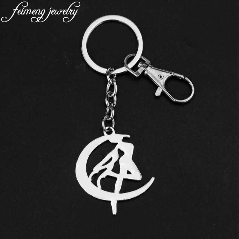 

Classic Anime Sailor Moon KeyChain Silvery Figure Tsukino Usagi Pendant Keyrings Jewelry Fashion Car Key Chain For Key Holder