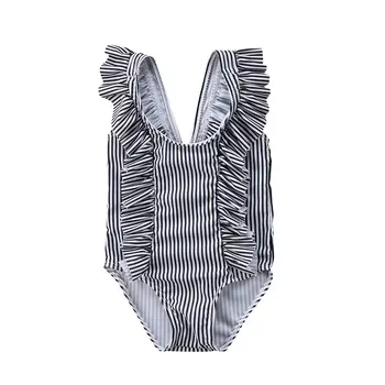 

Cute Newborn Baby Girls Striped Sleeveless O Neck Swimwear Swimsuit Bikini Bathing Suit One-Piece