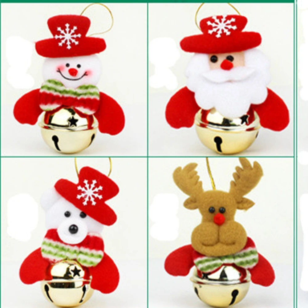 4 шт. Рождественская елка висячий колокольчик Рождественский подарок милый Снеговик Санта медведь Лось Декор HG6254+ HG6255+ HG6256+ HG6257