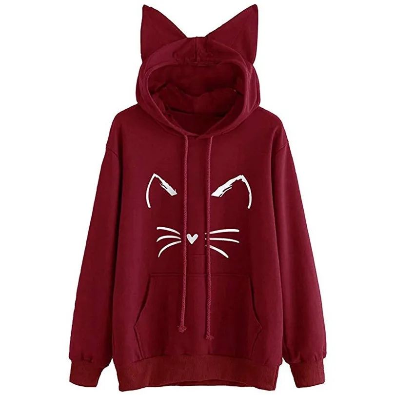 

Woman Hoodies Long Sleeve Hoody Oversize Cat Ear Solid Hoodie Sweatshirt Hooded Pullover Moletom Feminino Dropshipping 40AT23