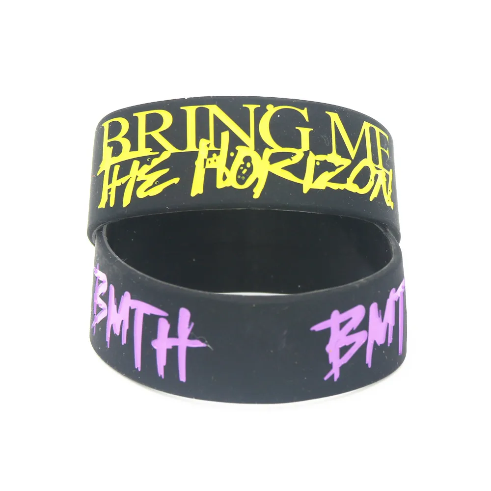 1 шт. горячая Распродажа BMTH BRING ME THE HORIZON силиконовый " широкий силиконовый браслет черные музыкальные полосы браслет и Bangels для подарков SH199