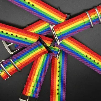 

Pride rainbow nylon Watchband strap for apple watch straps canvas band for iwatch 3/2/1 38mm 42mm belt bracelet for smart watch