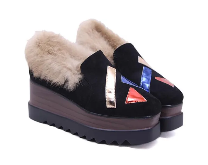 Tangnest/зимние теплые женские туфли на толстой резиновой подошве; мягкая обувь на платформе с искусственным мехом без застежки; замшевая обувь, увеличивающая рост; XWD6972