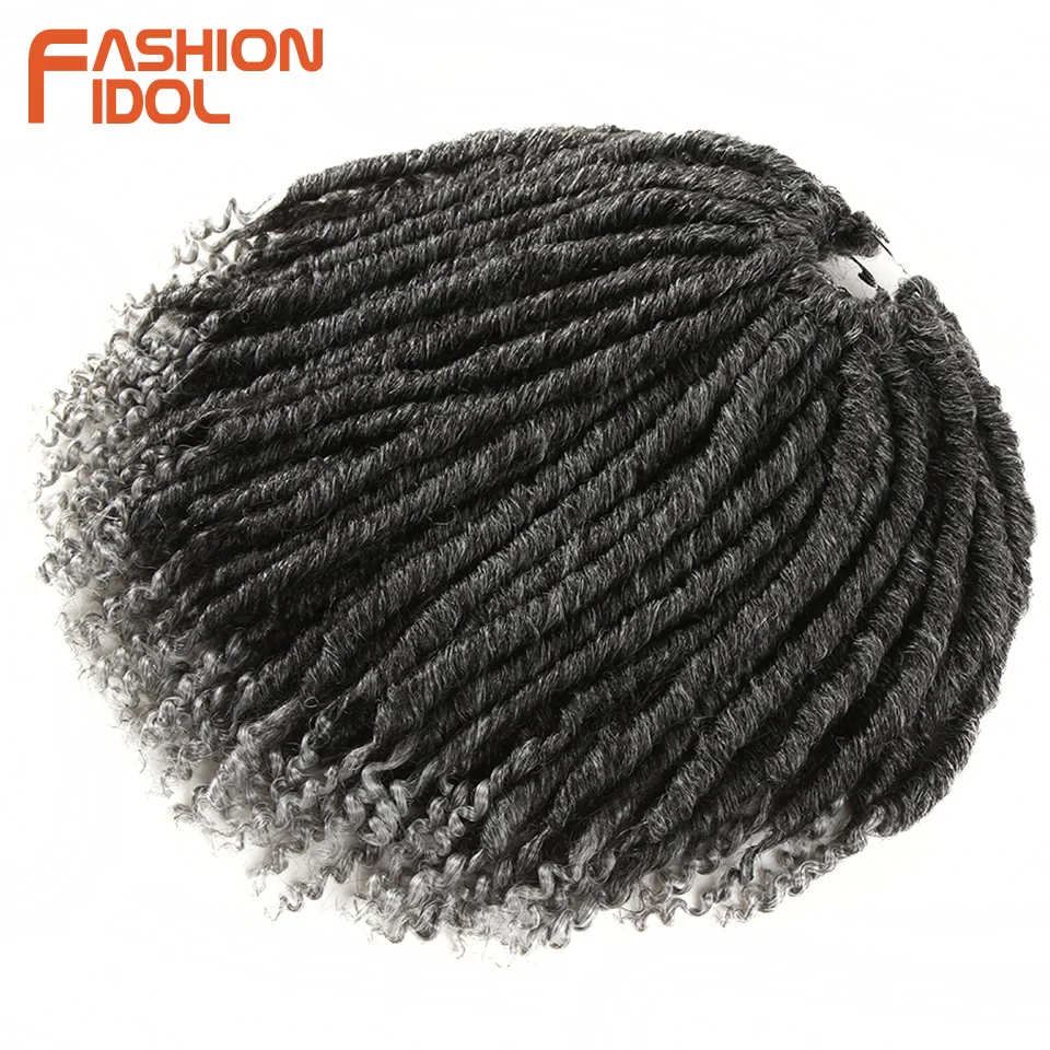 FASHION IDOL 12-Inch Faux Locs Crochet Braids Hair Extensions, Synthetic Ombre Silver Grey Dreadlocks, 6 Packs image 4