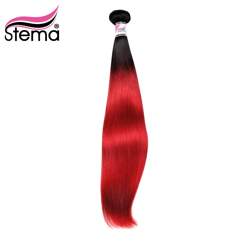 

Stema Ombre Red Straight 1/3 Bundle Deal 100% Human Hair Brazilian Remy Hair Extension 1b/red Color Black to Red Free Shipping