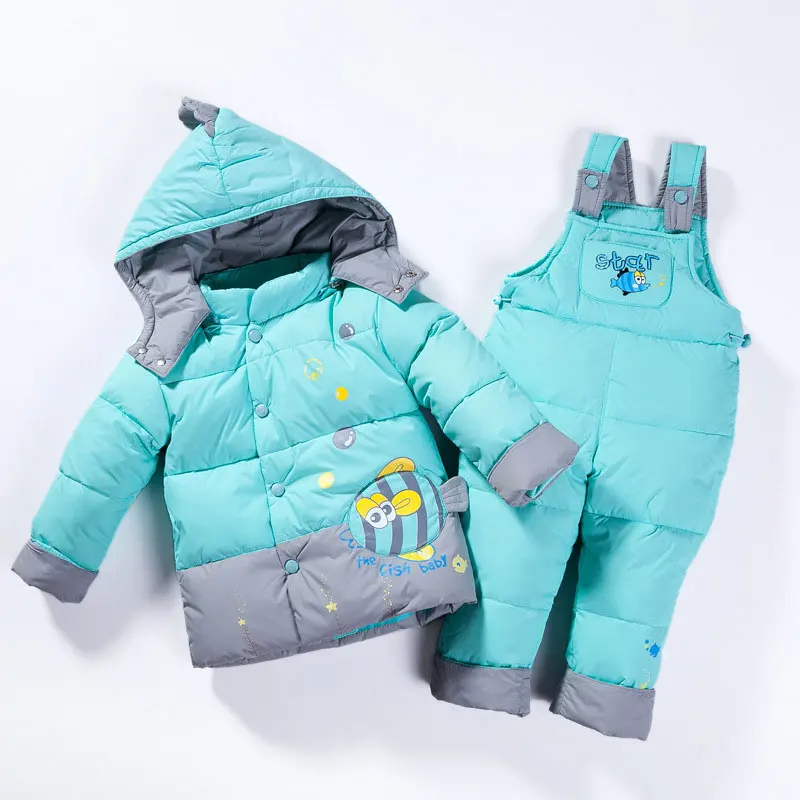 

2018 Autumn Winter Girl Set Cartoon Children'S Clothing Girls Zipper Child Boy Jacket Kids Down Coat+Down Pnats Free Shipping