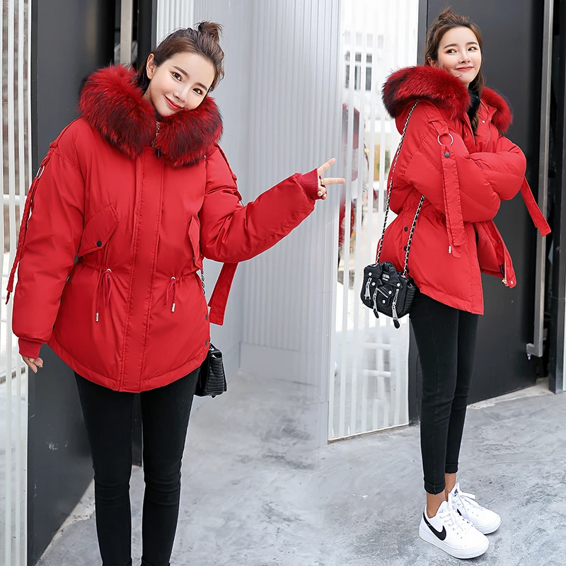 Женская куртка, новинка,, высокое качество, зимняя куртка для женщин,, свитер, модная теплая зимняя куртка, Женская парка, женские зимние пальто - Цвет: Красный