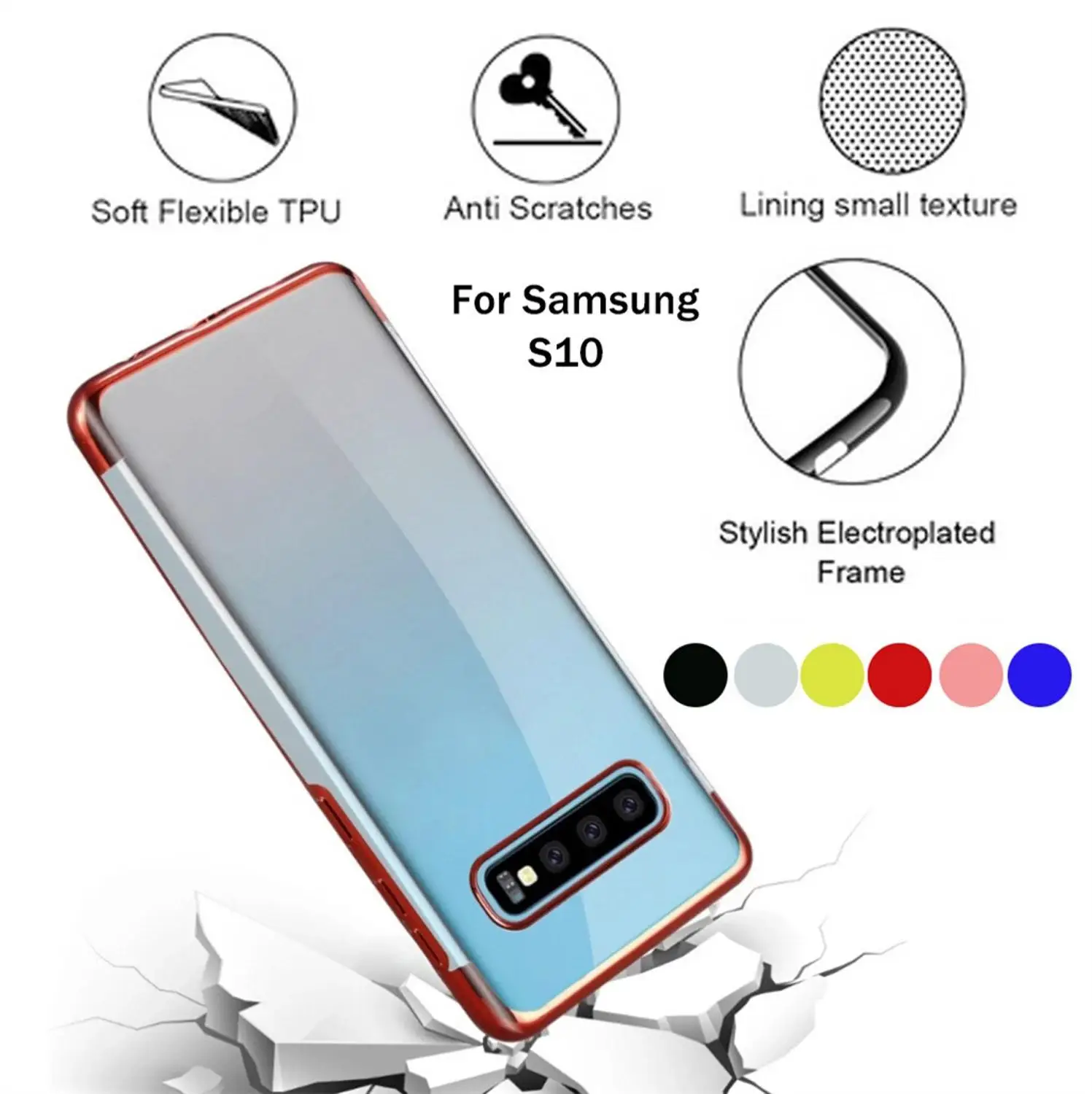 

For Samsung S10 6.0inch Clear Case Shock-proof Protective TPU Gel Cover
