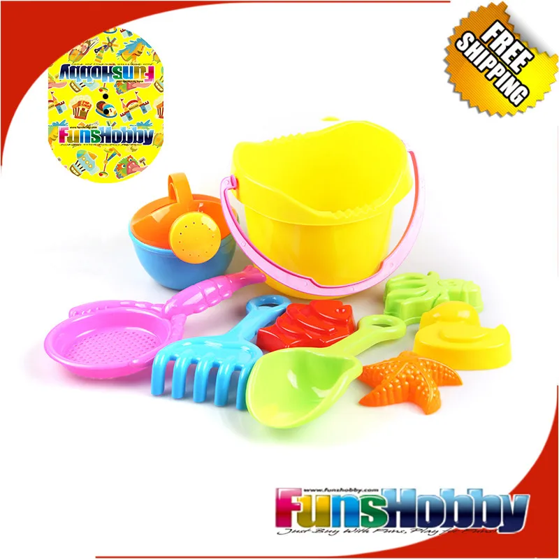 

Funshobby 9pcs Beach Bucket Sand Sandbox Beach Sand Children Outdoors Educational Toys Shovels Free Shipping.