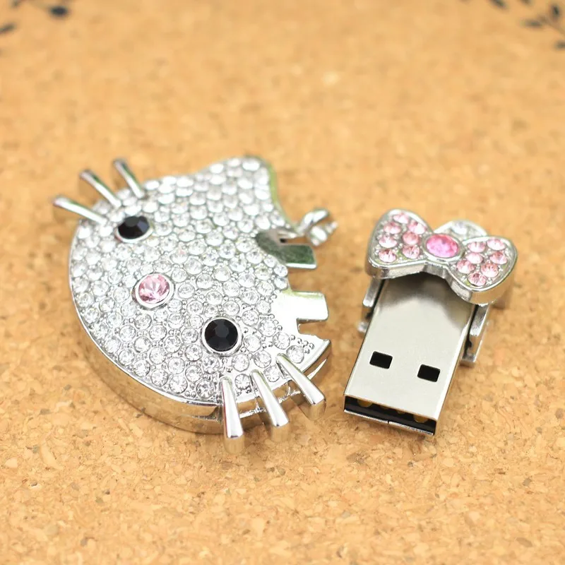 USB флеш-накопитель 128 ГБ флеш-накопитель металлический флеш-накопитель hello kitty Cat Стиль 8 ГБ 16 ГБ 32 ГБ 64 Гб 256 ГБ 512 Гб 2,0 Гб карта памяти