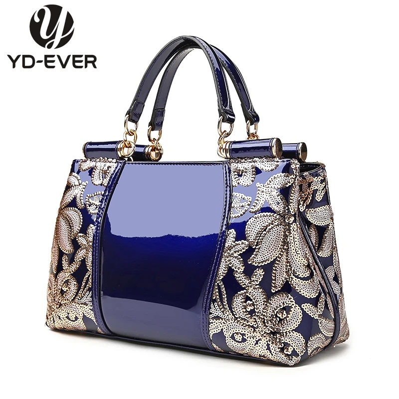 patent leather women handbag brand shoulder bag luxury fashion tote Clutch Sequins design patent ...