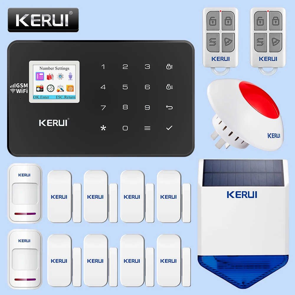 

KERUI W18 Wireless Home WiFi GSM Security Alarm System Outdoor Solar Alarm Infrared Induction Motion Detector Kit