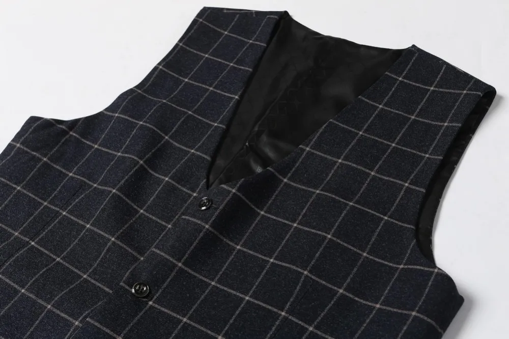 Куртка+ Брюки для девочек+ жилет) для мужчин клетчатый Блейзер костюм модный бренд Дизайн Бизнес Casaul Slim Fit Homme Блейзер 3 предмета z1972