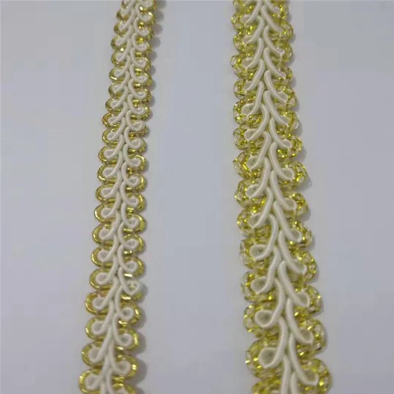 

Gold white Webbing 8mm and 12mm wide Hundred feet Ribbon Braid Webbing Gold thread Webbing 1 yard GAFABRIC