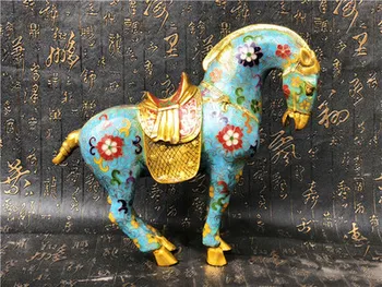 

enamel crafts manship Zodiac sculpture decoration Silk Enamel Cloisonne horse pure bronze horse base ornament horse to success