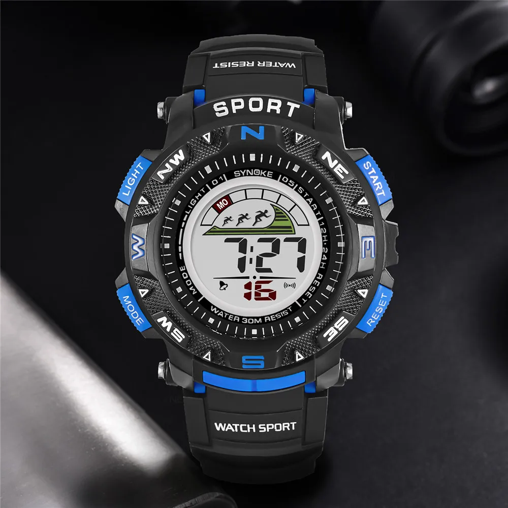 SYNOKE для мужчин часы Multi-function 50 м водостойкий Светодиодный Двойного действия спортивные часы relogio masculino цифровой человек электронные часы