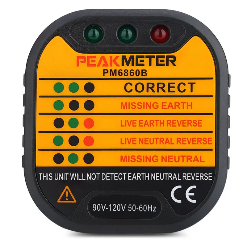 Peakmeter PM6860 серии разъем тестер 110 В/220 В автоматическое электроэнергии диагностический детектор тесте