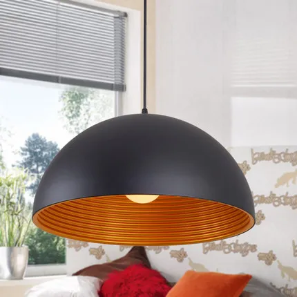 

modern brief black single layer dia30/40/50 half round iron pendent lamp creative lid shape pendent lights for dining room bar