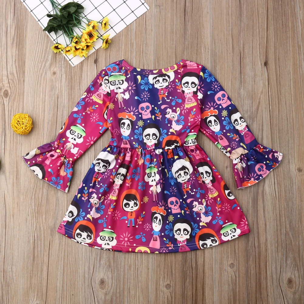 Fashion Halloween Clothes Newborn Baby Girl Clothes Cartoon Flared Sleeve Princess Party Dress Girls Cotton Dresses Kids Costume