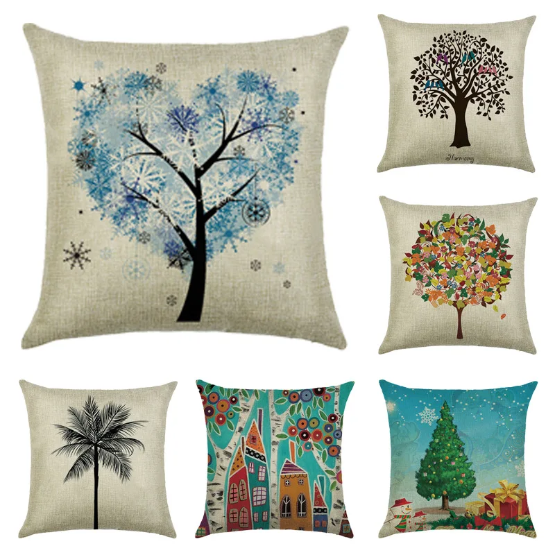 

Heart Tree Pattern Decorative Cushion Cover For Sofa Pillow Linen Cushion Covers 45x45CM Home Textile Decor Chairs Car Cushion