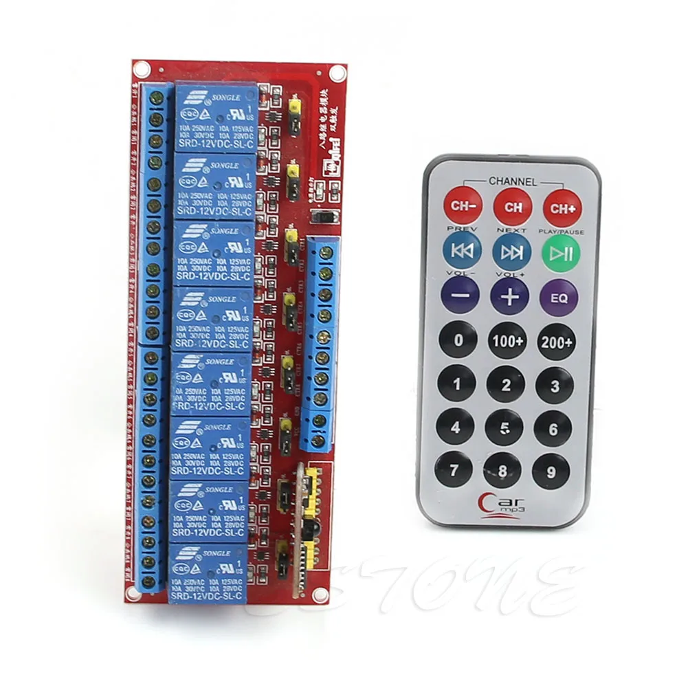 12V Многофункциональный 8-канальный релейный модуль двунаправленный инфракрасный пульт дистанционного Управление