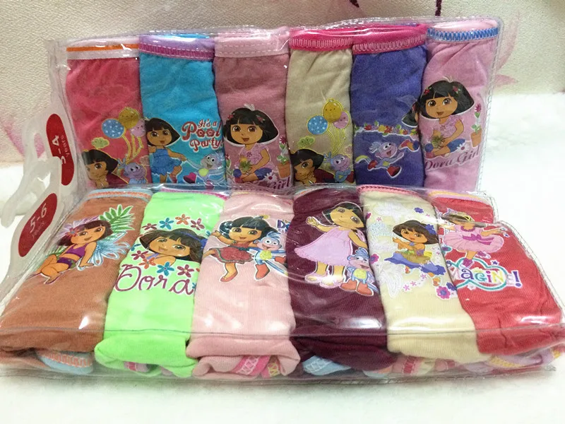 6pcs/lot Wholesale Fast Shipping Girl's Dora Briefs Children Underwear Panties Kid's Cute Cartoon Underwear 6 Colors/Bag 6Sizes