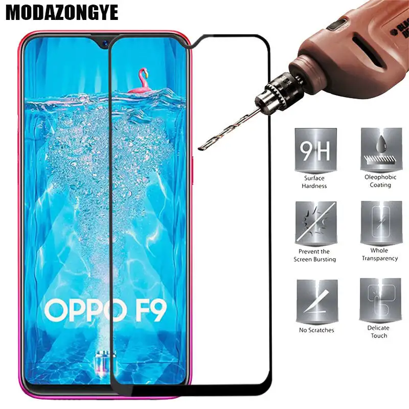Защитная пленка для экрана OPPO F9 закаленное стекло полное покрытие стеклянная Pro