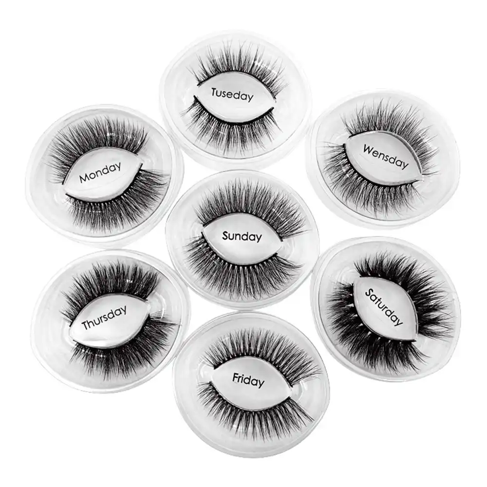 7 pairs 3d mink hair false eyelashes wispy fluffy flared natural