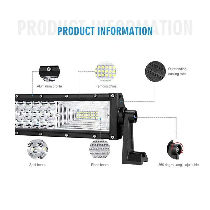 AUXMART 3 ряд 42 &quotLED бар 22" 34 &quot50" изогнутый внедорожный светодиодный рабочий