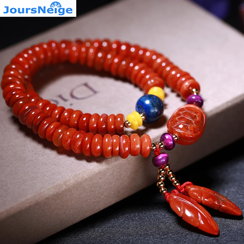 

Fine Langshan South Red Natural Crystal Bracelets Round Beads Leave Pendant Hand String for Women Girl Crystal Jewelry wholesale