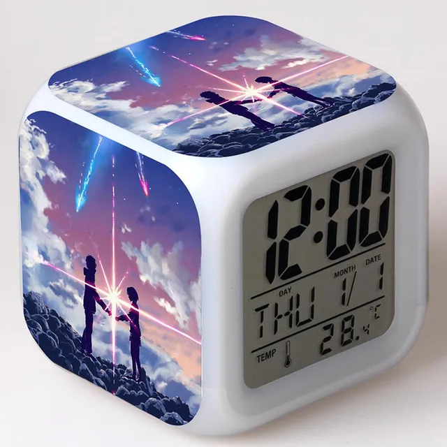 Best Price Japan Manga Your Name Action Figures LED Alarm Clock Colorful Flash Night Light Anime gift TV Figurine Toys for girls
