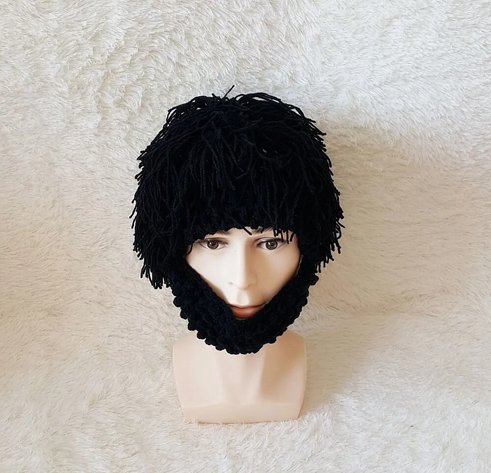 Вязаная мужская зимняя вязаная шляпа с усами Beanies Face Tassel маска велосипедиста Лыжная теплая шапка забавная шапка подарок новинка