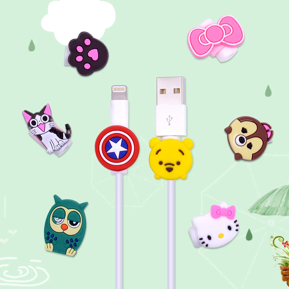 

2PCS Cable Winder Cartoon Cable Protector Sleeve Wire Cover For iPhone Earphone Cord USB Charging Data Line Protective Case