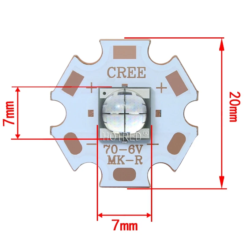 1 шт. 7070 20 Вт 6 в 12 В Led замена Cree XLamp XHP70.2 XHP50.2 светодиодный излучатель холодный белый 6500k синий светодиодный чип света с 20 мм Cooper PCB